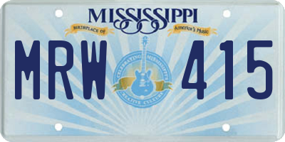 MS license plate MRW415