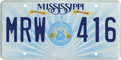 MS license plate MRW416