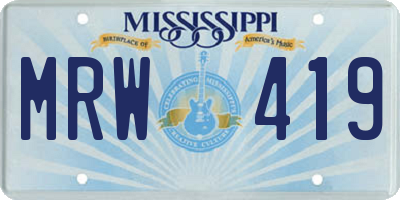 MS license plate MRW419