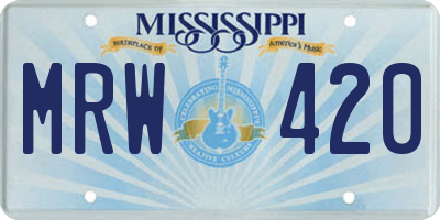 MS license plate MRW420