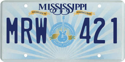 MS license plate MRW421