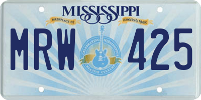 MS license plate MRW425