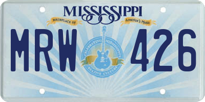 MS license plate MRW426