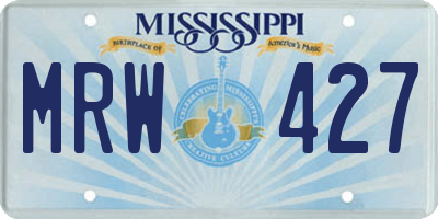 MS license plate MRW427