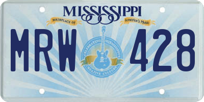MS license plate MRW428