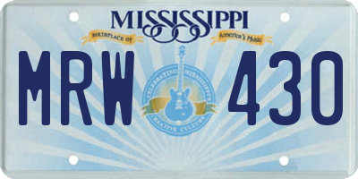 MS license plate MRW430