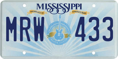 MS license plate MRW433