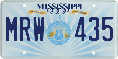 MS license plate MRW435