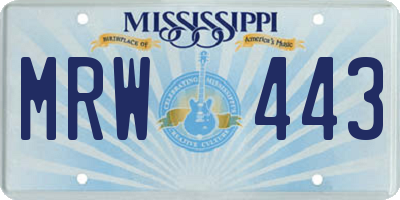 MS license plate MRW443
