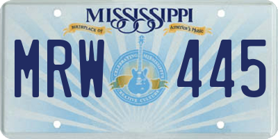 MS license plate MRW445