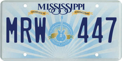 MS license plate MRW447