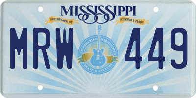 MS license plate MRW449