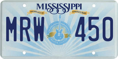 MS license plate MRW450