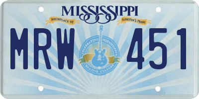 MS license plate MRW451