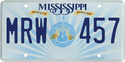 MS license plate MRW457