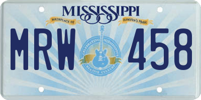 MS license plate MRW458