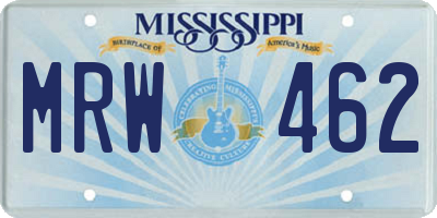 MS license plate MRW462