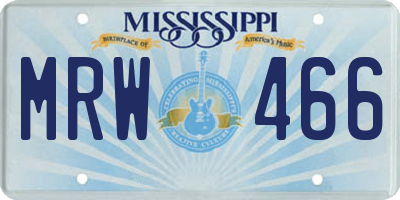 MS license plate MRW466