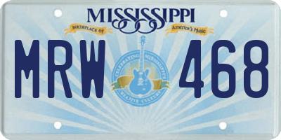 MS license plate MRW468
