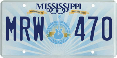 MS license plate MRW470