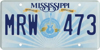 MS license plate MRW473