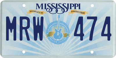 MS license plate MRW474