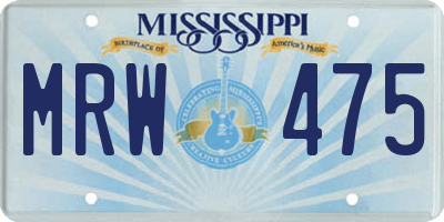 MS license plate MRW475
