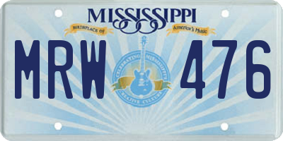 MS license plate MRW476