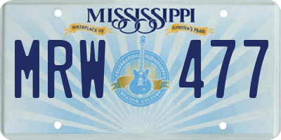 MS license plate MRW477