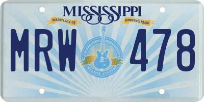 MS license plate MRW478