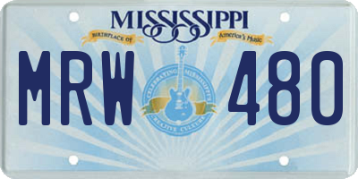 MS license plate MRW480