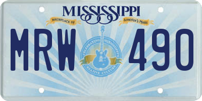 MS license plate MRW490