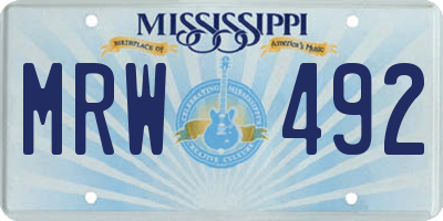 MS license plate MRW492