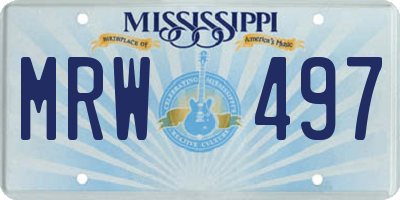 MS license plate MRW497