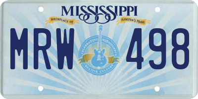 MS license plate MRW498