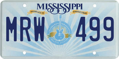 MS license plate MRW499