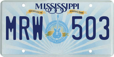 MS license plate MRW503