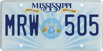 MS license plate MRW505