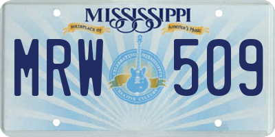 MS license plate MRW509