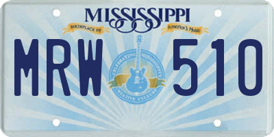 MS license plate MRW510