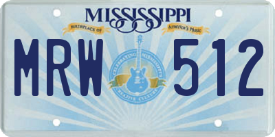 MS license plate MRW512