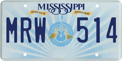 MS license plate MRW514