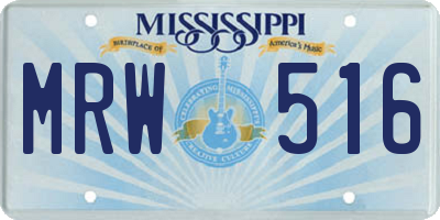 MS license plate MRW516
