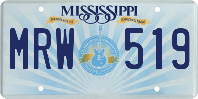 MS license plate MRW519