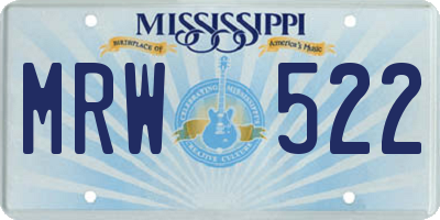 MS license plate MRW522