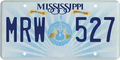 MS license plate MRW527