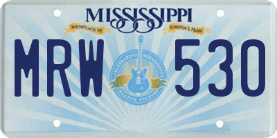 MS license plate MRW530