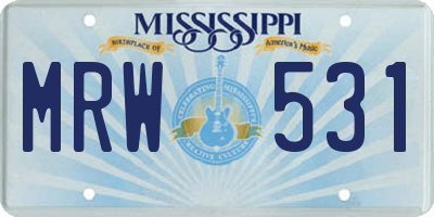 MS license plate MRW531