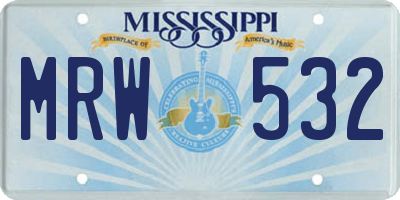 MS license plate MRW532