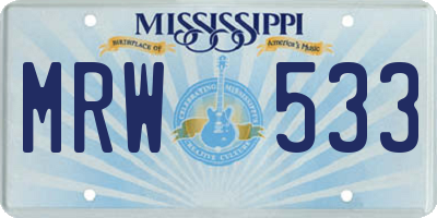 MS license plate MRW533